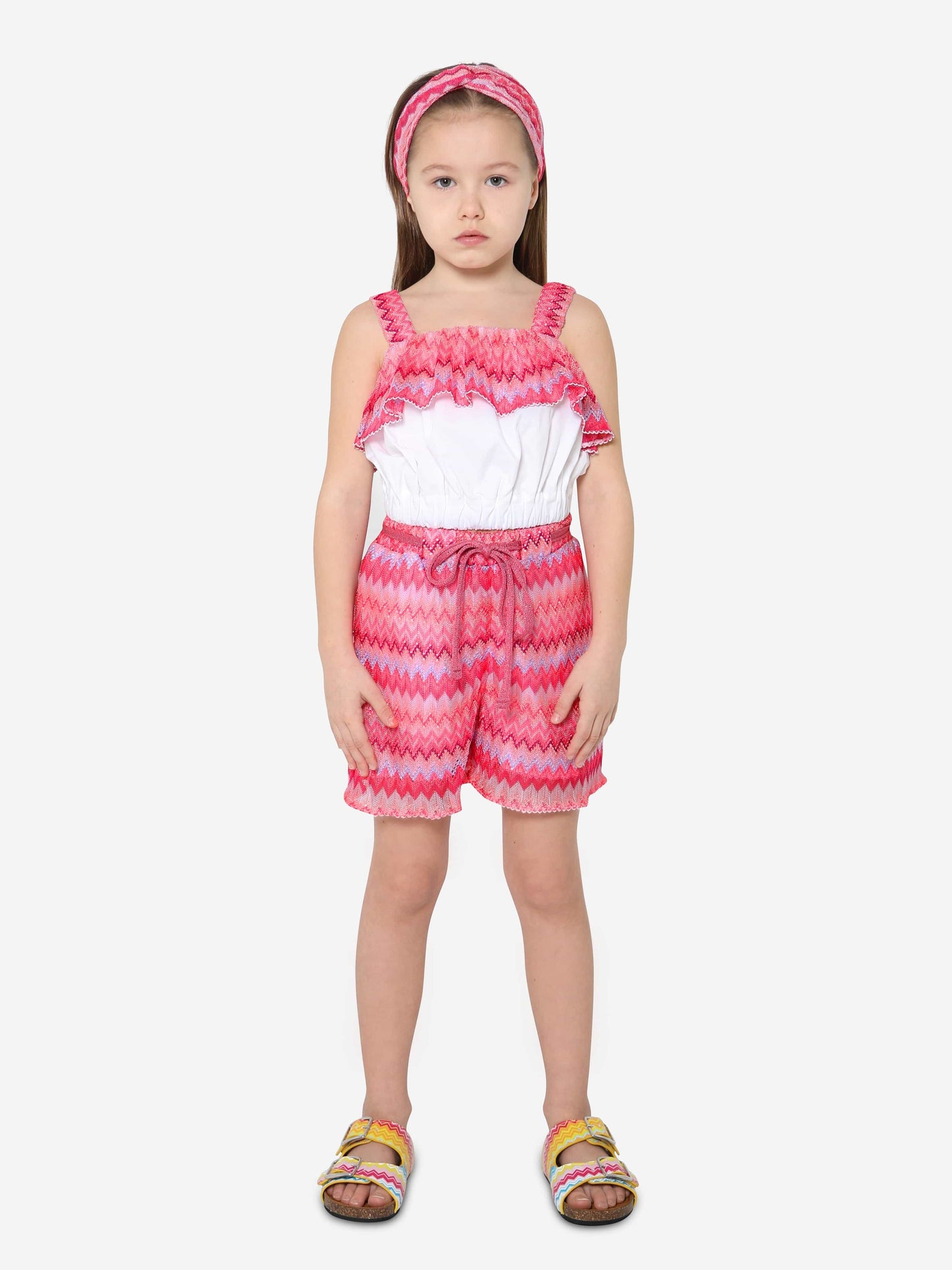 Missoni 女童之字形荷叶边上衣（白色）