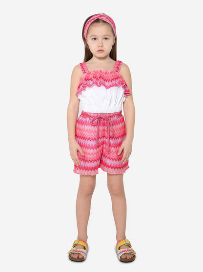 Missoni 女童之字形荷叶边上衣（白色）