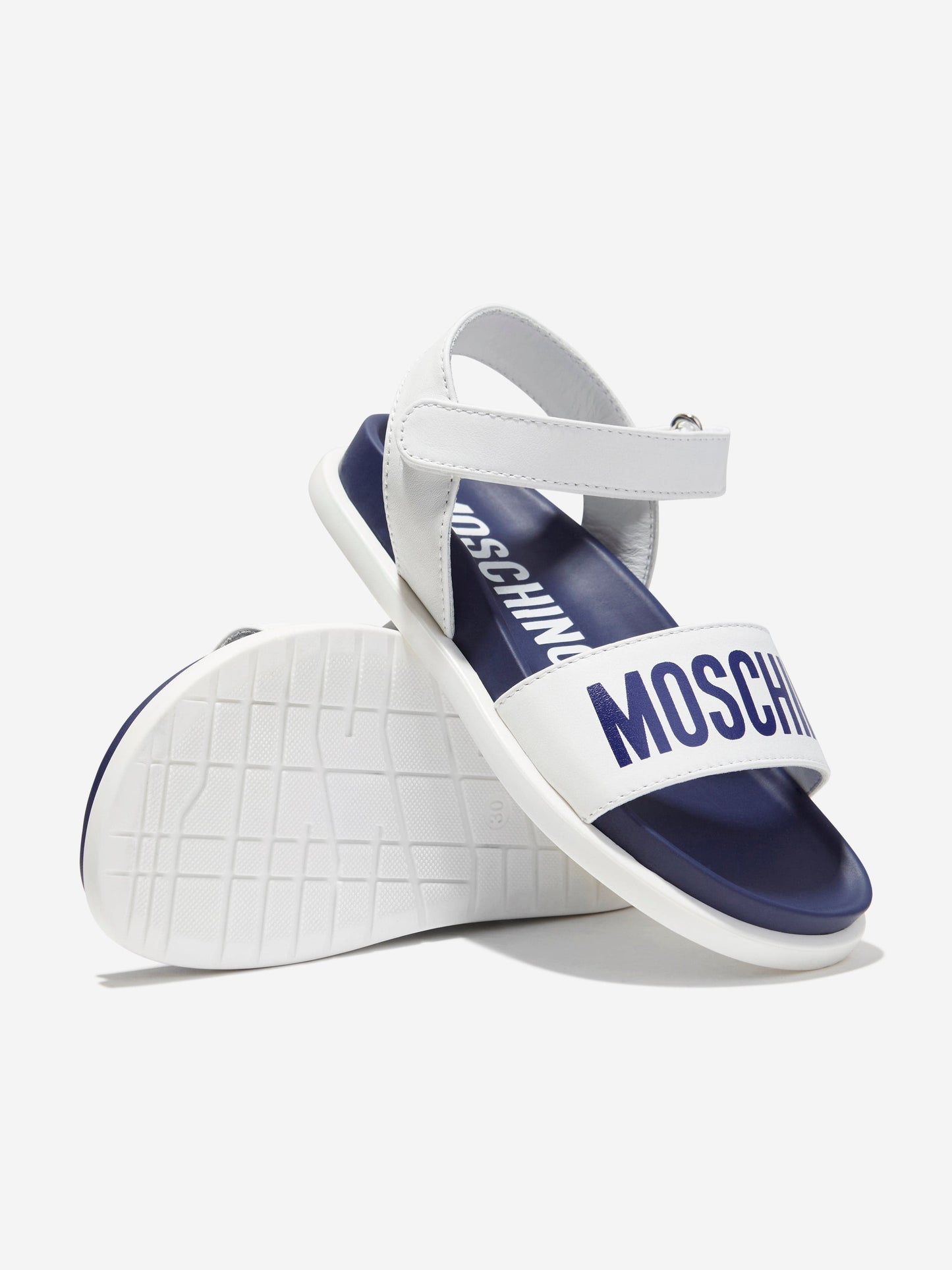 Moschino Boys Maxi Logo 凉鞋（白色）