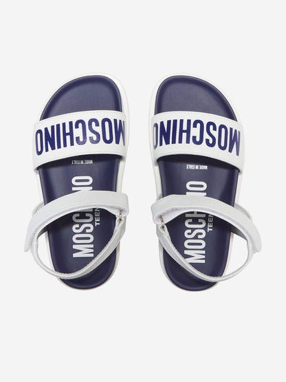 Moschino Boys Maxi Logo 凉鞋（白色）