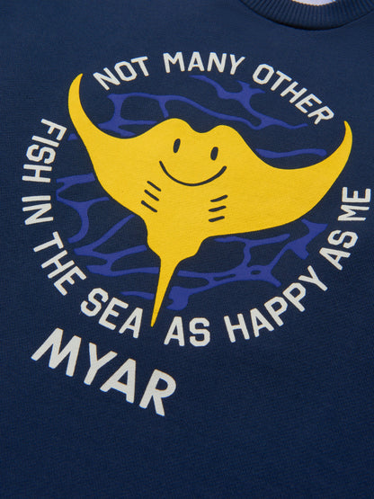 Myar 男童棉质鱼印花卫衣