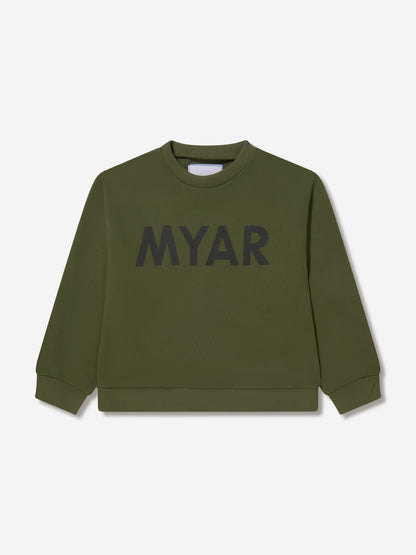 Myar 男童绿色棉质徽标运动衫