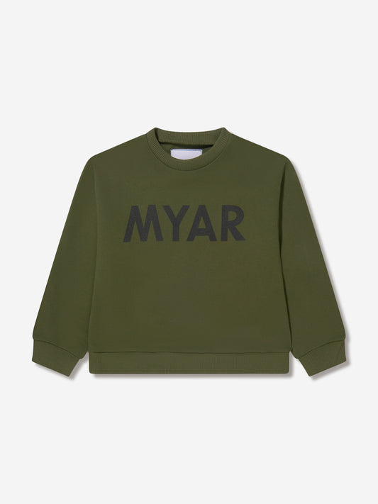 Myar 男童绿色棉质徽标运动衫
