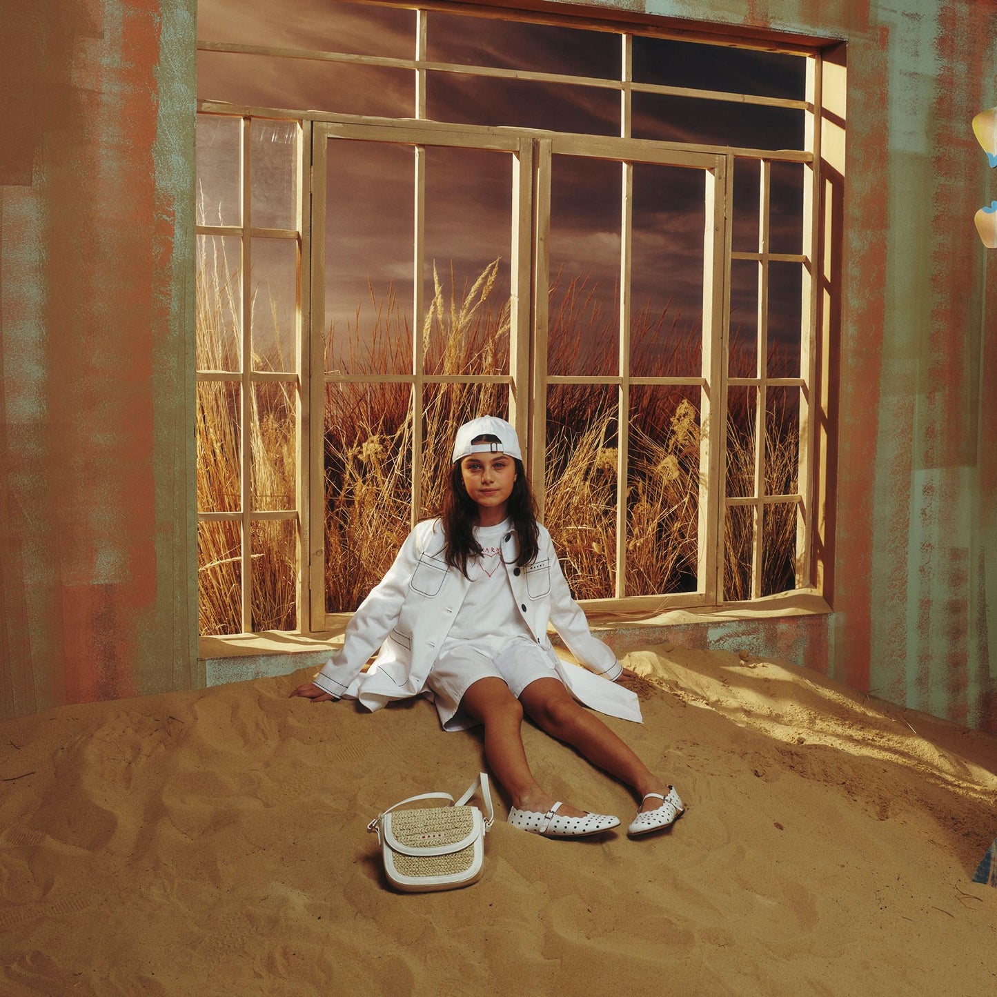 女童白色Logo棉T恤