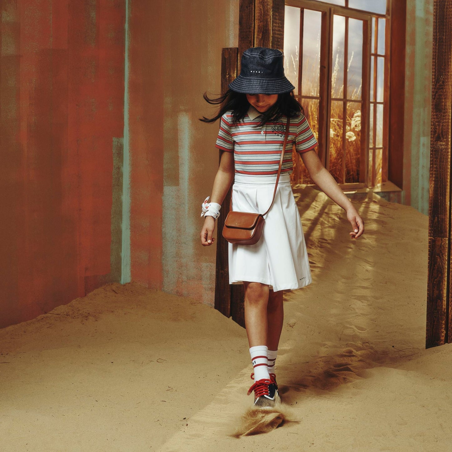 儿童蓝色牛仔渔夫帽