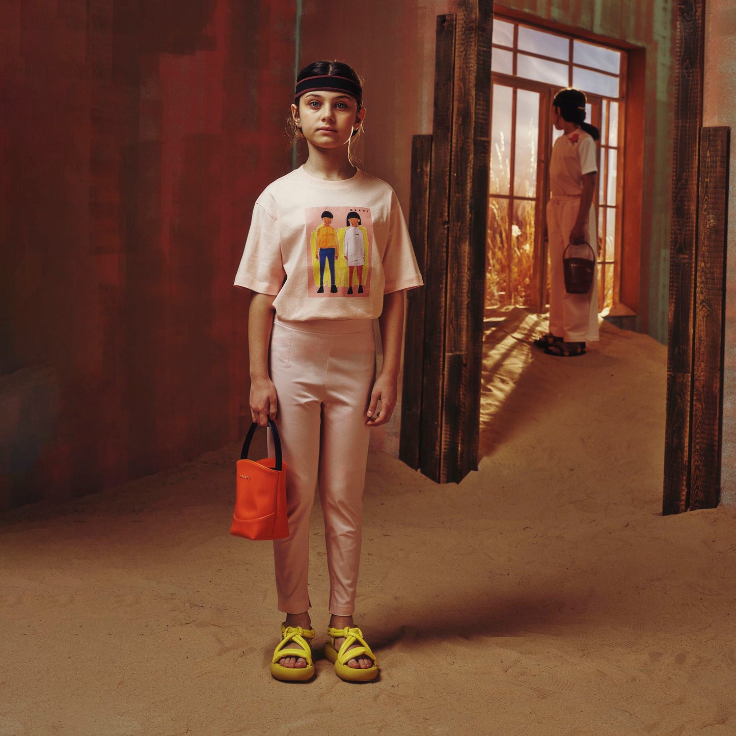 女童粉色印花棉T恤