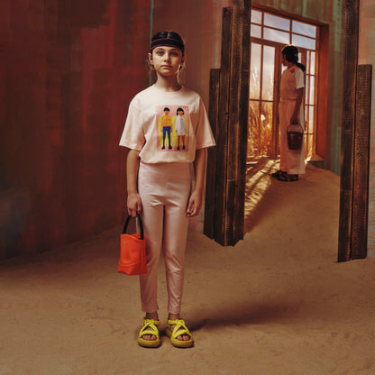 女童粉色印花棉T恤