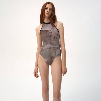 女士棕色芭蕾舞连体衣(R7_26.6/Mayfly - Halter)
