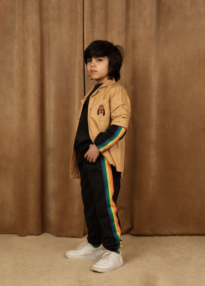 Mini Rodini 儿童彩虹条纹慢跑裤（黑色）