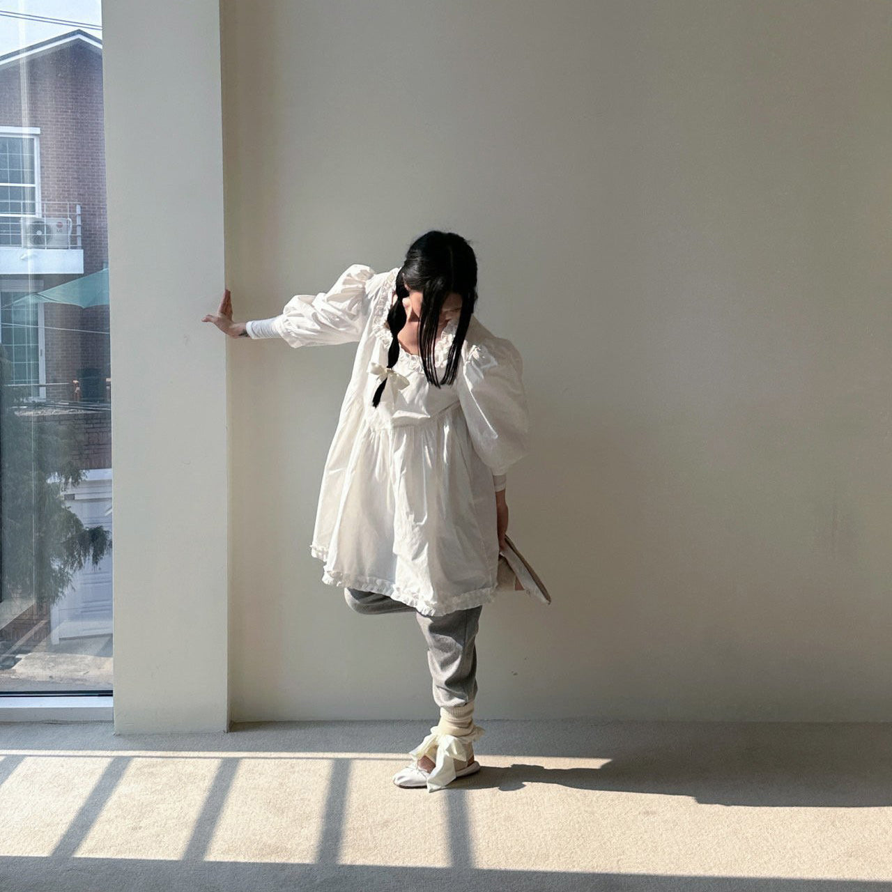 儿童灰色棉长裤