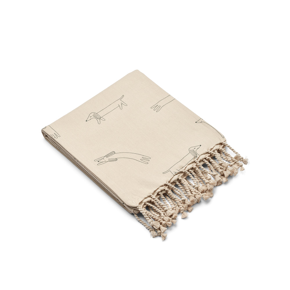 沙色小狗印花沙滩巾