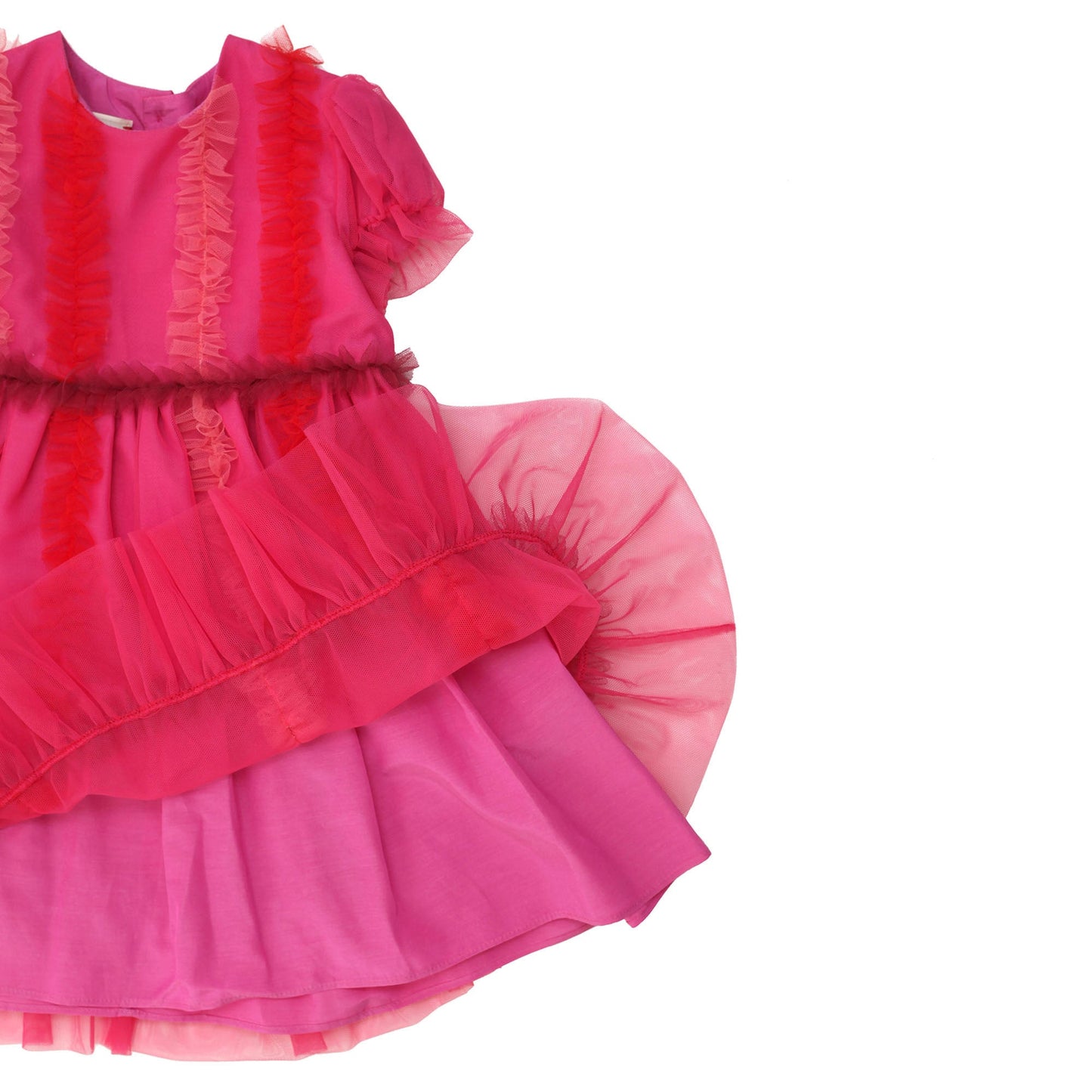 Baby Girls Fuchsia Lace Trims Dress