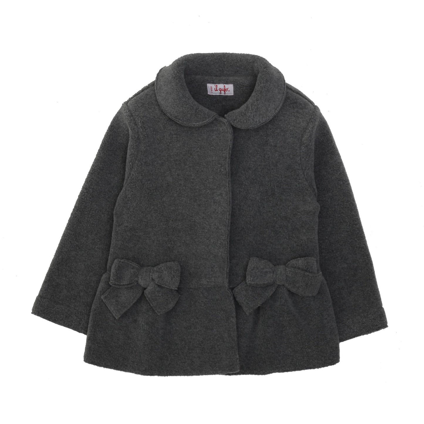 Girls Navy Blue Bow Trims Jacket With Peter Pan Collar