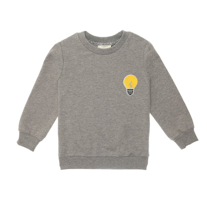 Boys Grey Embroidered Lightbulb Sweatshirt