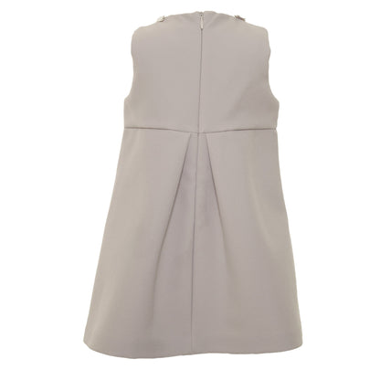 Baby Girls Beige Patch Flower Trims Dress