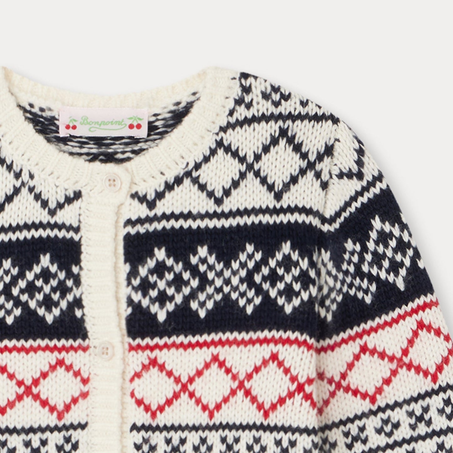 女童藏蓝色提花开衫