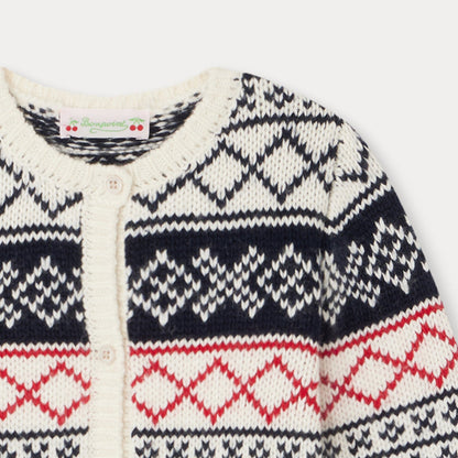 女童藏蓝色提花开衫