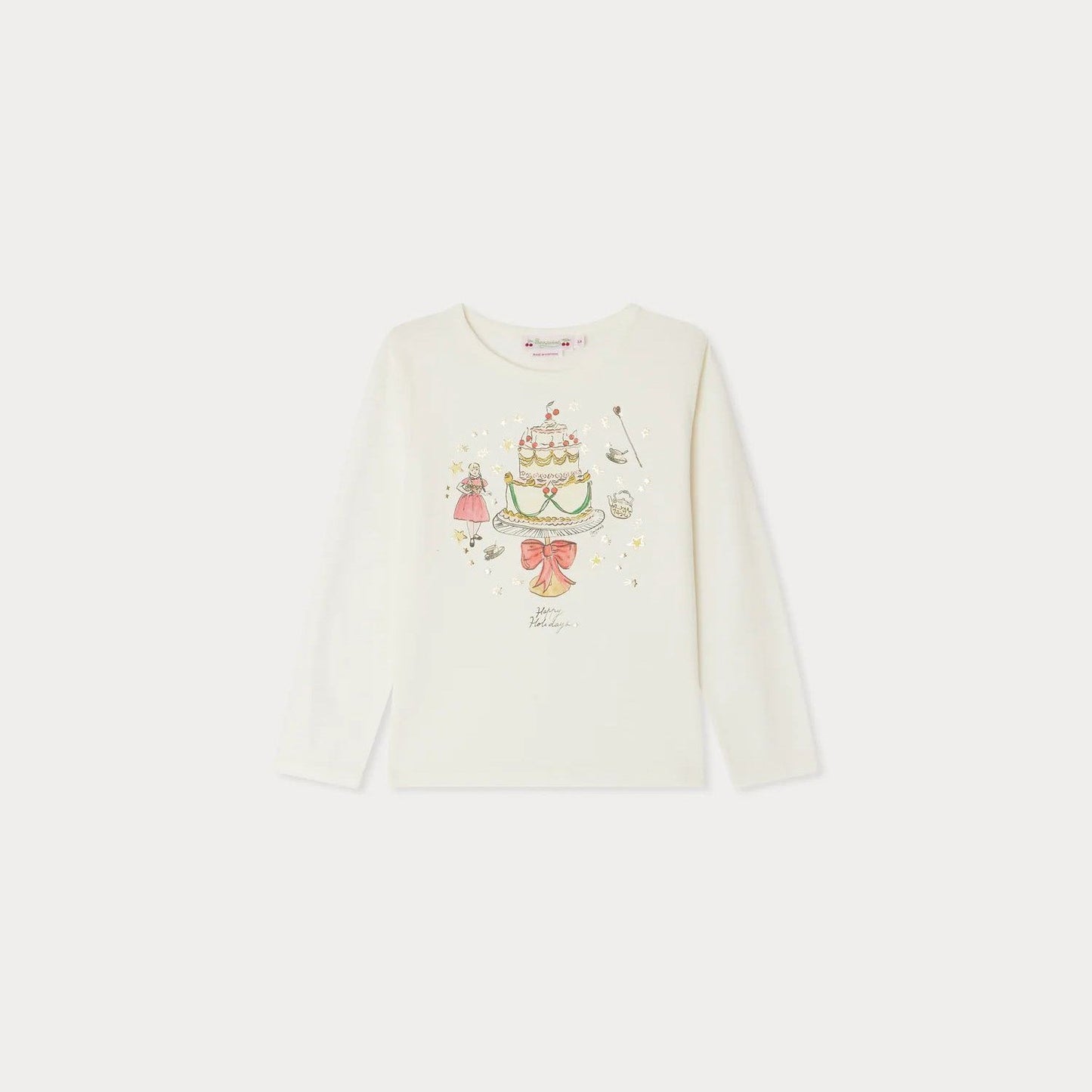 女童白色印花棉T恤