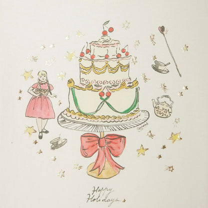 女童白色印花棉T恤