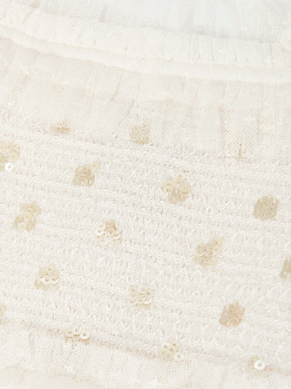 Needle & Thread 女童象牙色圆点褶饰连衣裙