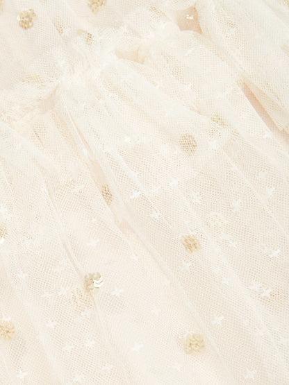 Needle & Thread 女童象牙色圆点褶饰连衣裙