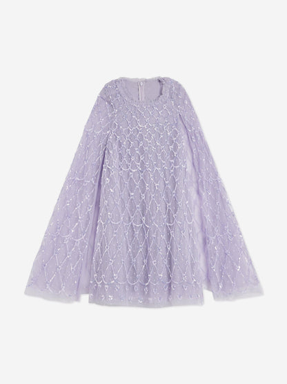 Needle & Thread 紫色女童心形格子斗篷连衣裙
