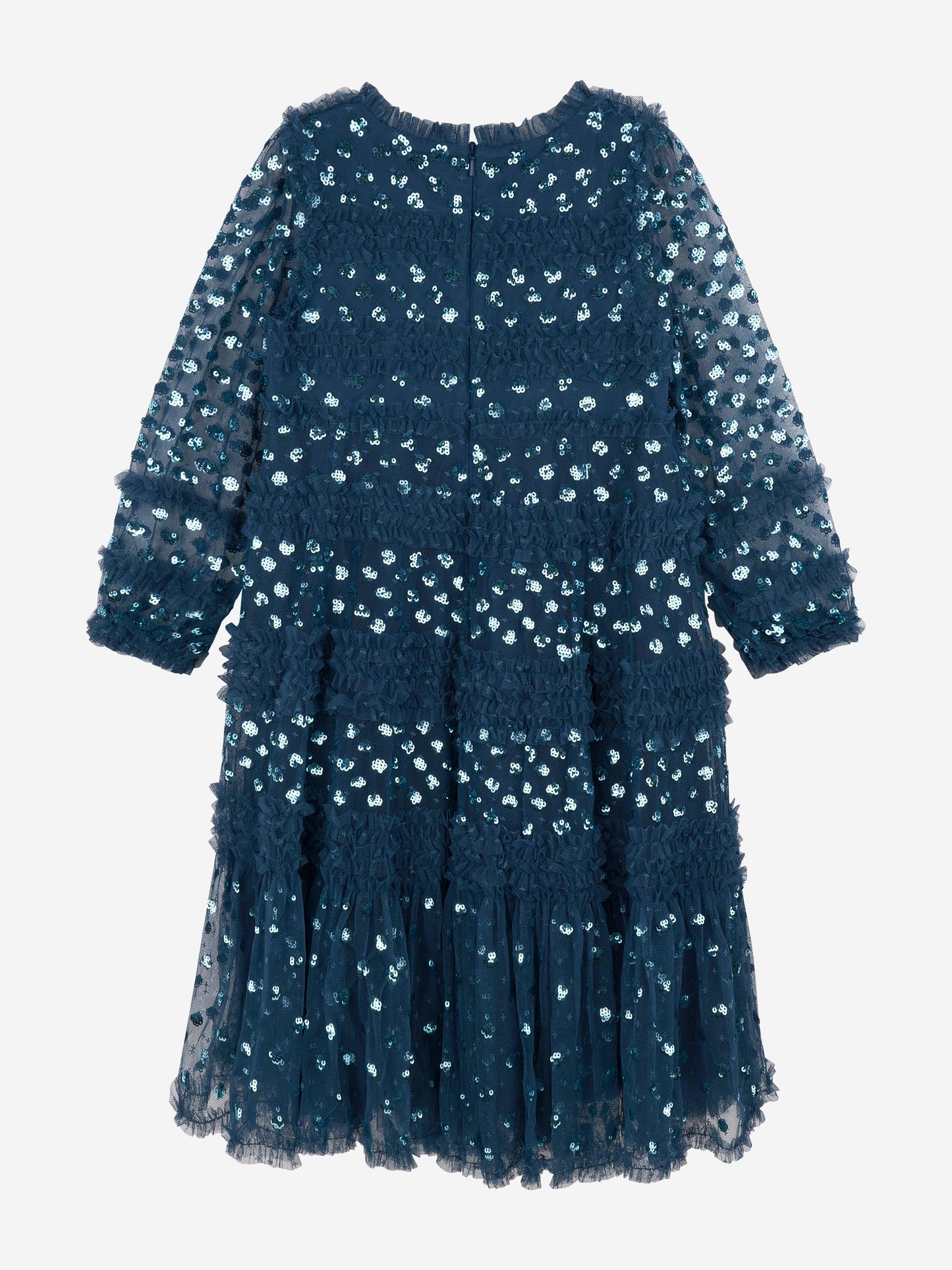Needle & Thread 女童蓝色圆点闪光长袖连衣裙