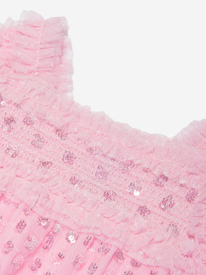 Needle & Thread 女童粉色雨滴褶皱连衣裙