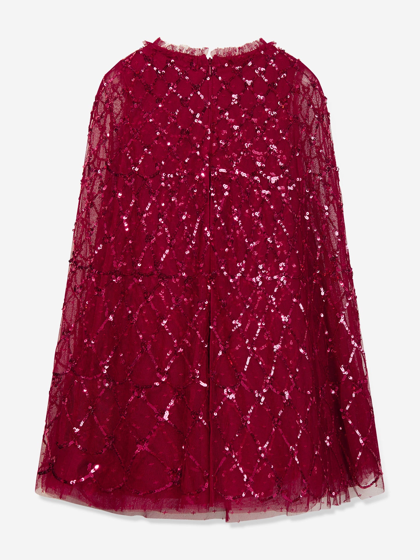 Needle & Thread Girls Heart Lattice Cape Dress in Red