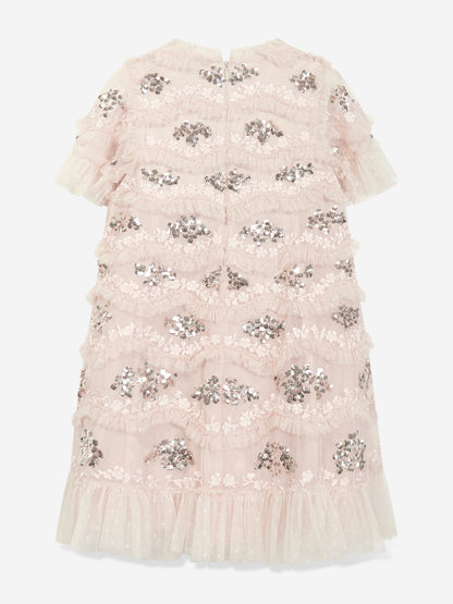 Needle & Thread Girls Daisy Wave Dress in Pink