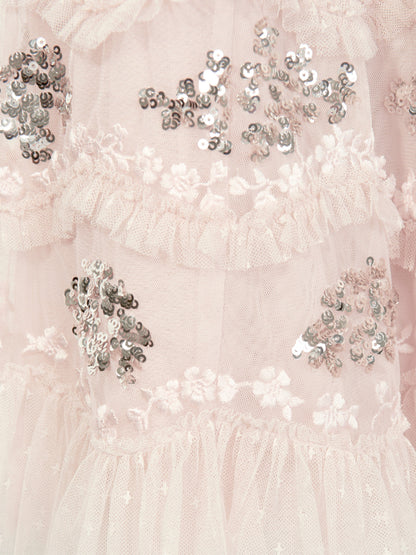 Needle & Thread Girls Daisy Wave Dress in Pink