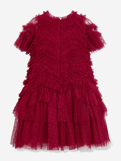 Needle & Thread Girls Elia Tulle Dress in Red