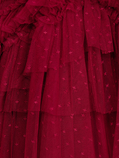 Needle & Thread Girls Elia Tulle Dress in Red