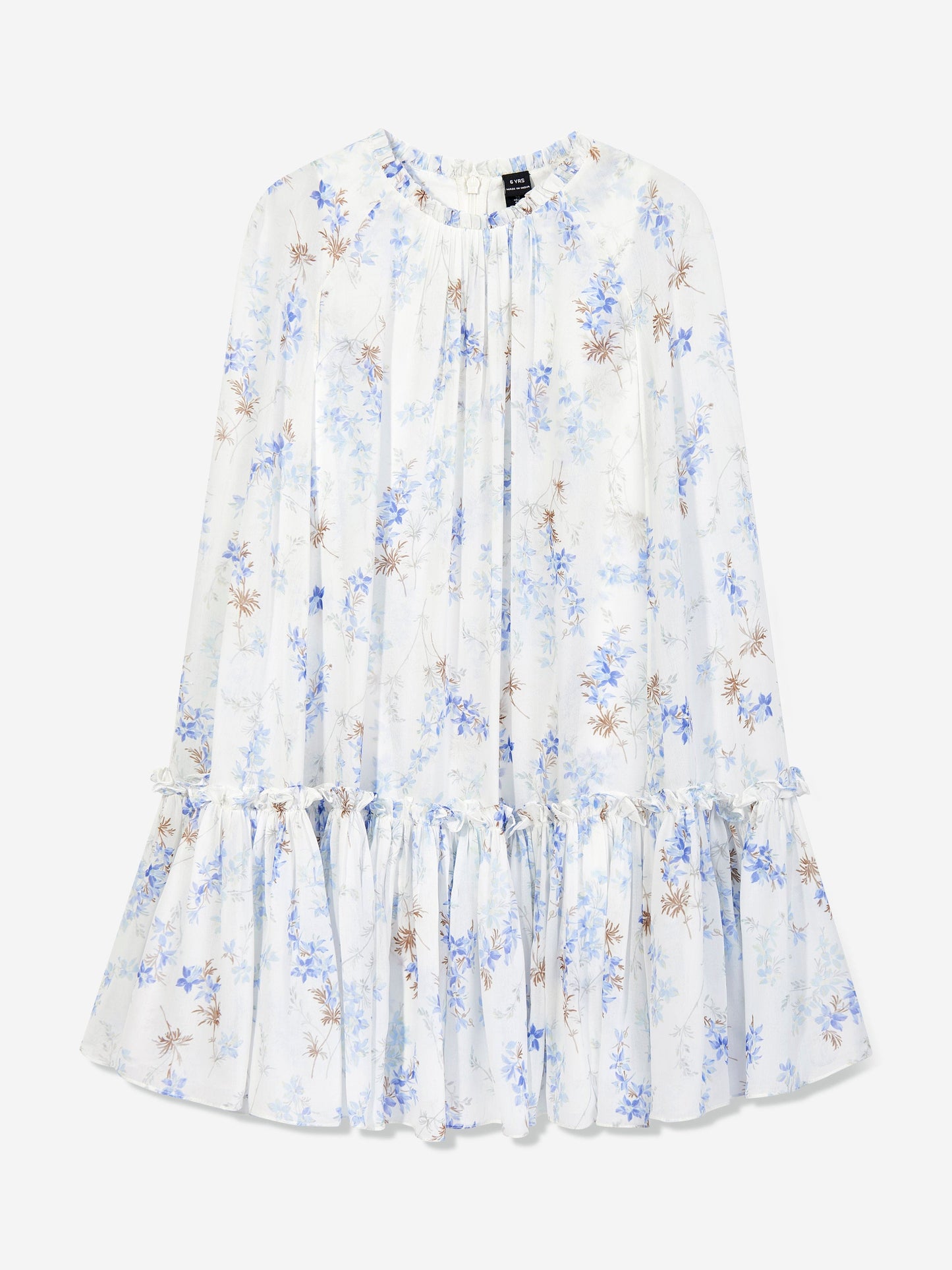 Needle & Thread Girls Ophelia Ditsy Chiffon Cape Dress in White