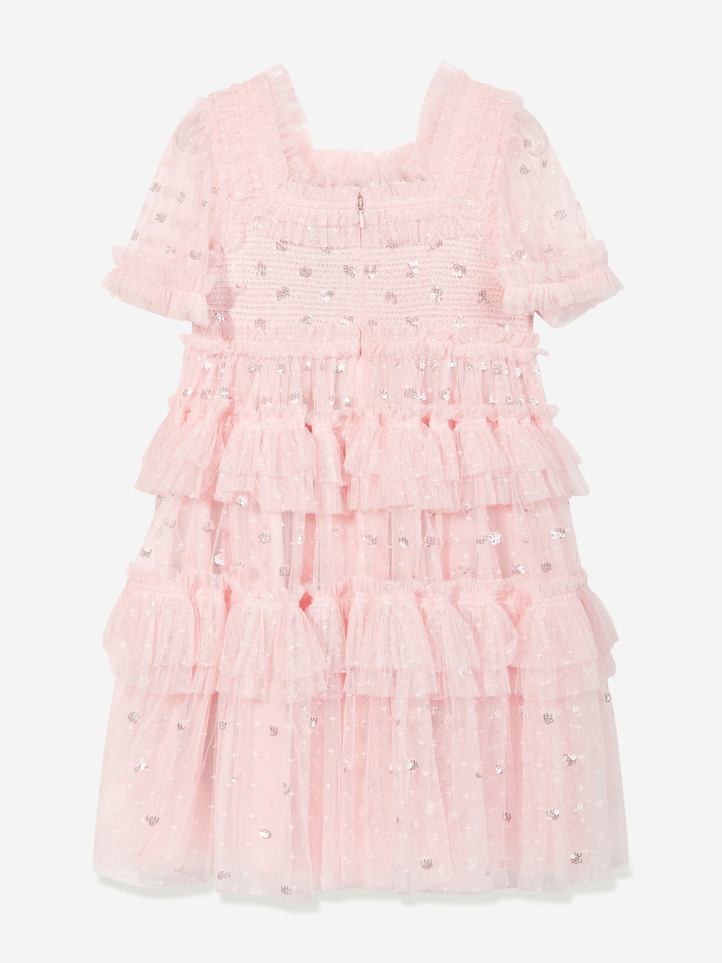 Needle & Thread Girls Polka Dot Smocked Dress in Pink