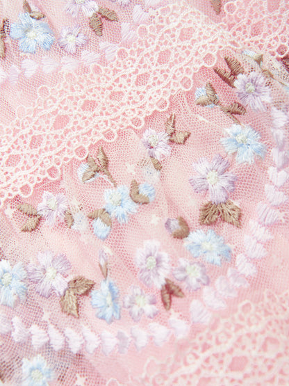 Needle & Thread Girls Garland Ribbon Dress in Pink