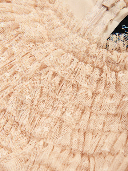 Needle & Thread Girls Wild Rose Ruffle Dress in Gold