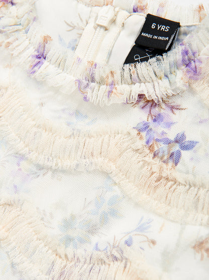 Needle & Thread Girls Ophelia Ditsy Ingrid Dress in Ivory