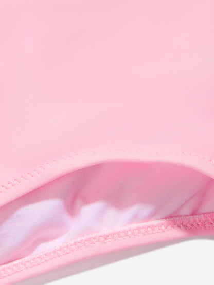 Nessi Byrd 女童粉色 Frilly Sola 泳衣