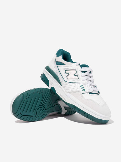 New Balance 儿童 550 徽标运动鞋（白色）