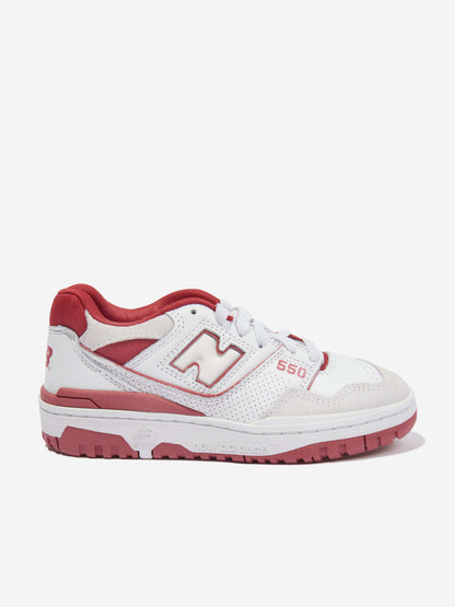 New Balance 儿童 550 徽标运动鞋（白色）