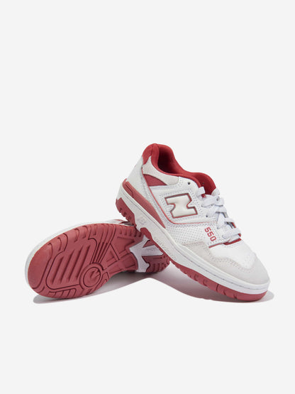 New Balance 儿童 550 徽标运动鞋（白色）