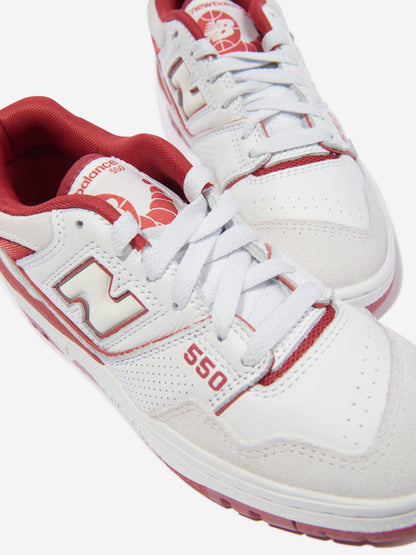New Balance 儿童 550 徽标运动鞋（白色）