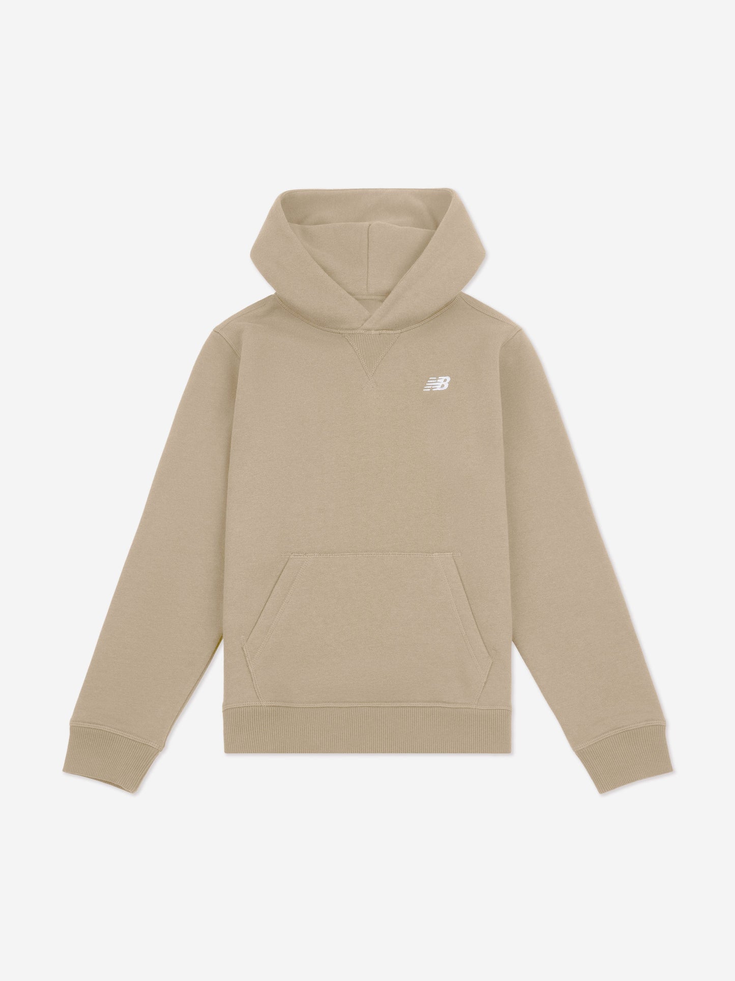 New Balance Boys Brush Back Small Logo Hoodie in Beige