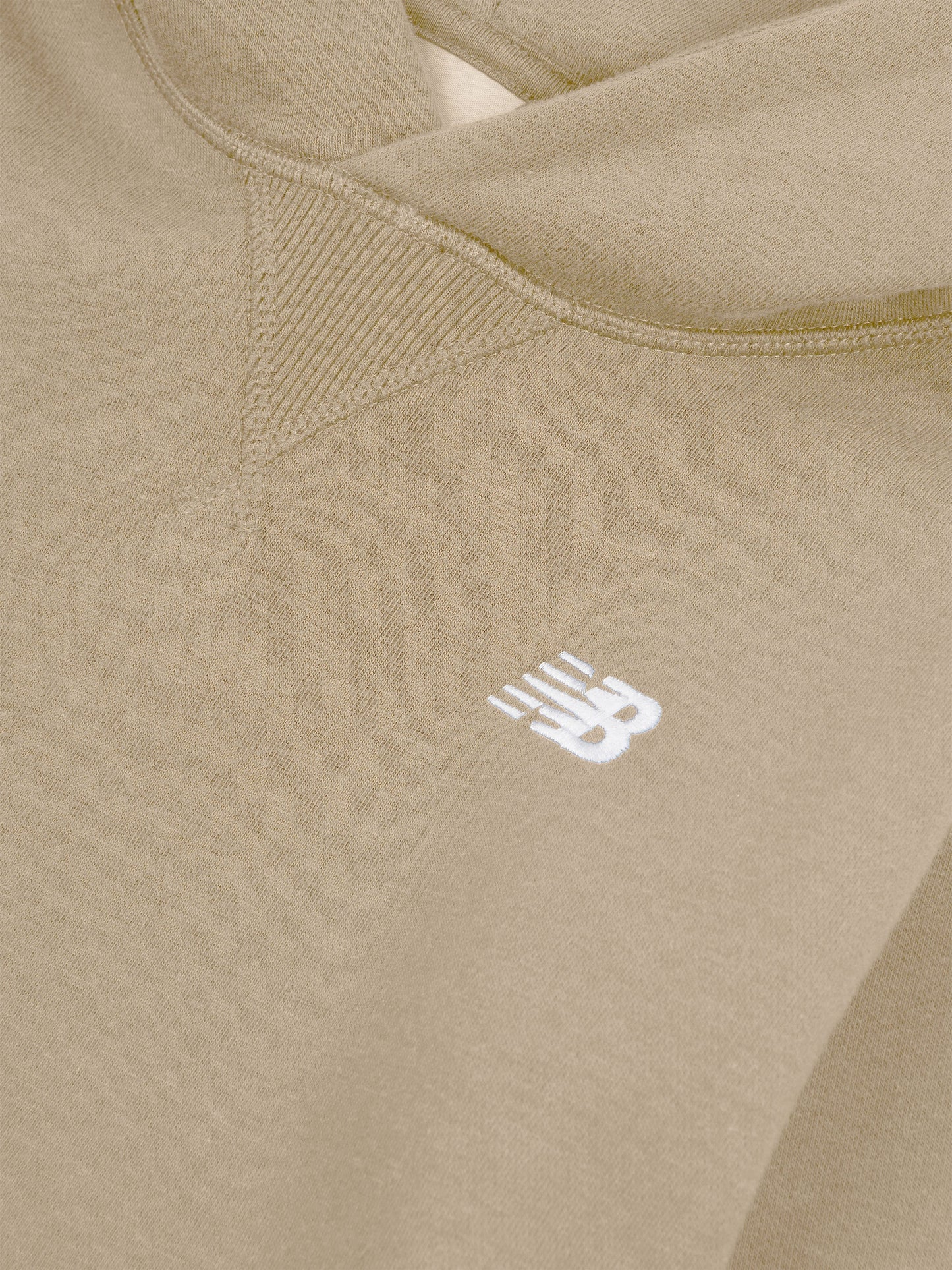 New Balance Boys Brush Back Small Logo Hoodie in Beige