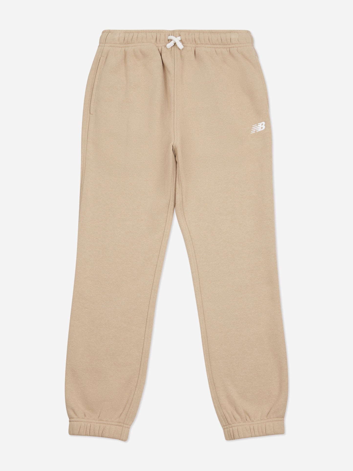 New Balance Boys Brush Back Small Logo Joggers in Beige
