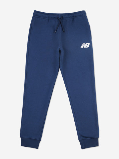 New Balance Boys Brush Back Stacked Logo Joggers in Navy