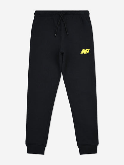 New Balance Boys Brush Back Stacked Logo Tracksuit in Black