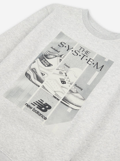 New Balance 男童 The System 图案 T 恤（灰色）