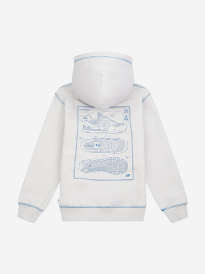 New Balance Boys 574 Diagram Hoodie in Grey